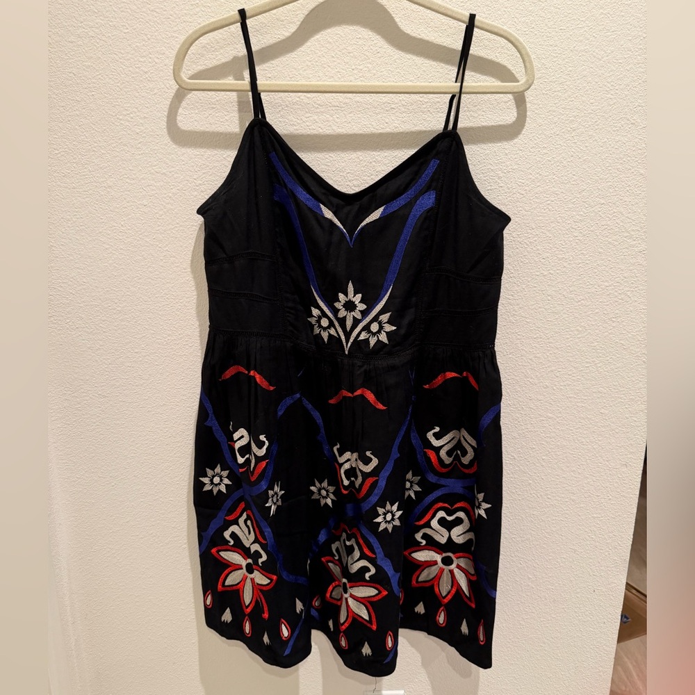 Free People embroidered Black blue Red Floral Mini Dress - Picture 2 of 7